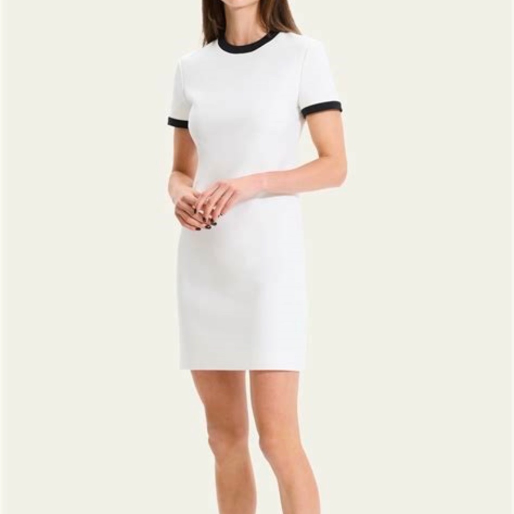 Theory Short-Sleeve Bicolor Sheath Mini Dress